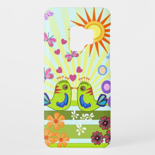 Cute Love Birds Flowers  Butterflies Case_Mate Samsung Galaxy S9 Case