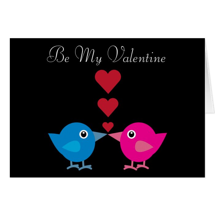 Cute Love Birds & Hearts Be My Valentine Greeting Cards