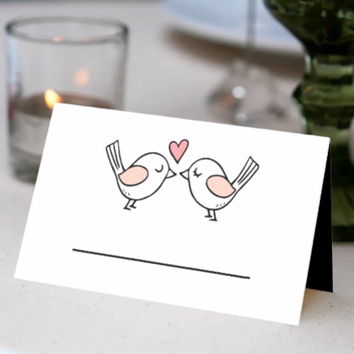 Cute Love Birds Lovebirds Pink Black Wedding  Place Card