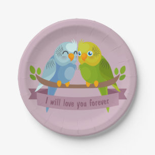 Cute Love Birds paper plates