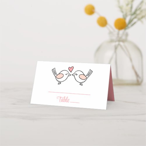 Cute Love Birds Pink Lovebirds Wedding Escort Place Card