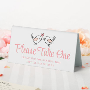 Cute Love Birds Pink Lovebirds Wedding Favors Table Tent