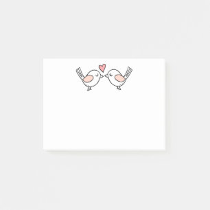 Cute Love Birds Pink White Cartoon Lovebirds Post-it Notes