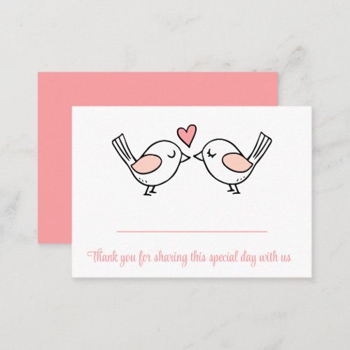 Cute Love Birds Pink White Lovebirds Wedding  Place Card