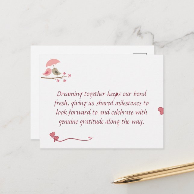 Cute Love Birds Postcard | Shared Future & Growth  (Front/Back In Situ)