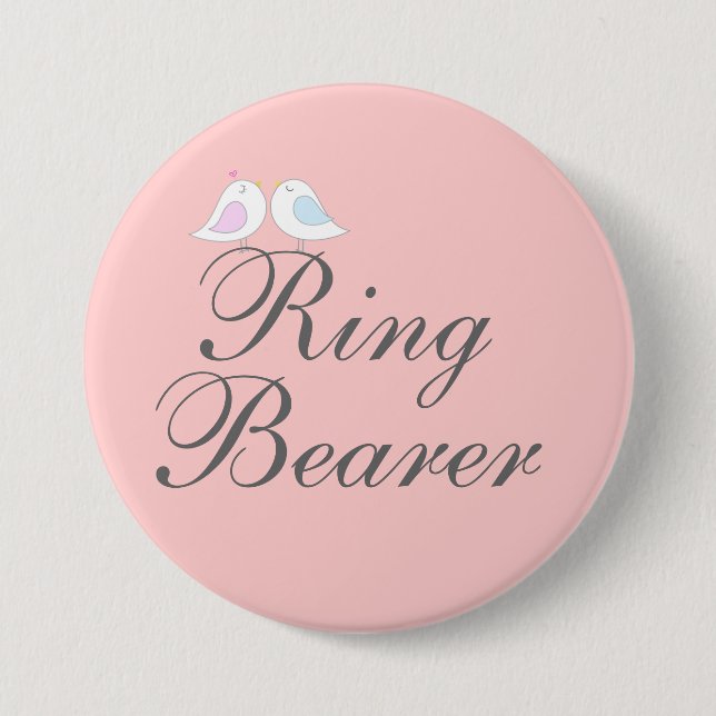 Cute love birds Ring Bearer Pinback Button (Front)