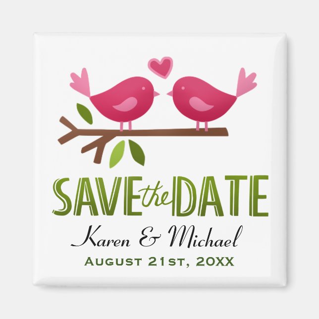 Cute Love Birds Save the Date  Magnet (Front)