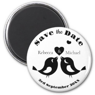 Cute Love Birds Save the Date Personalised Magnet