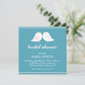 Cute Love Birds Teal Bridal Shower Invite (Standing Front)