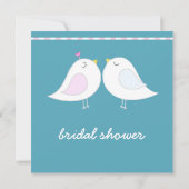 Cute Love Birds Teal Bridal Shower Invite (Back)