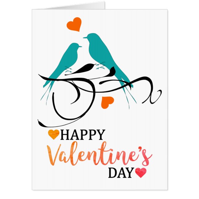 Cute Love Birds Valentines Day Holiday Card (Front)