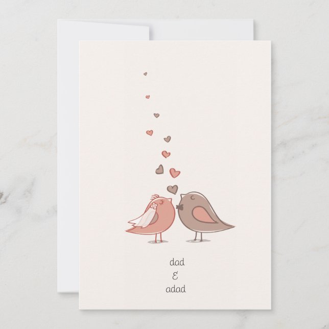 cute love birds wedding invitation cards (Front)