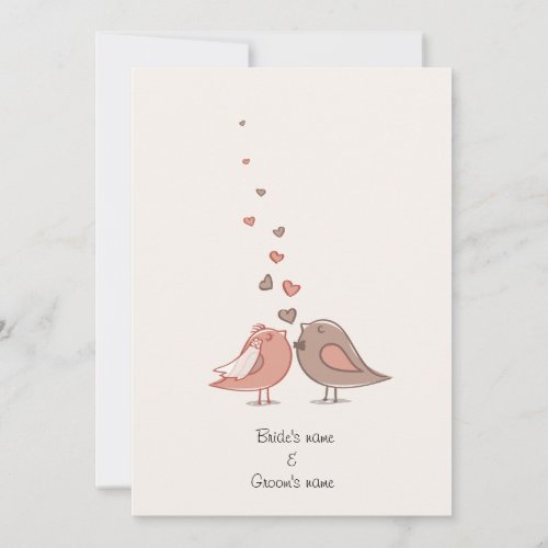 cute love birds wedding invitation cards