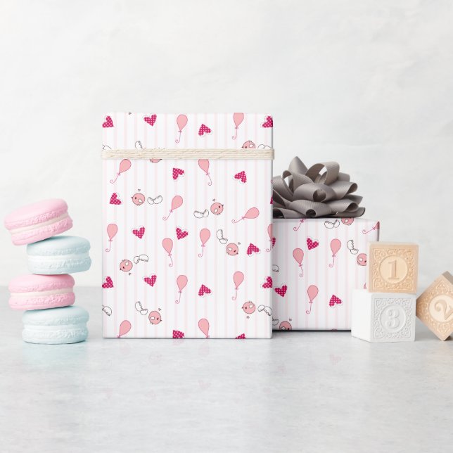 Cute Love Birds Wrapping Paper (Baby Shower)