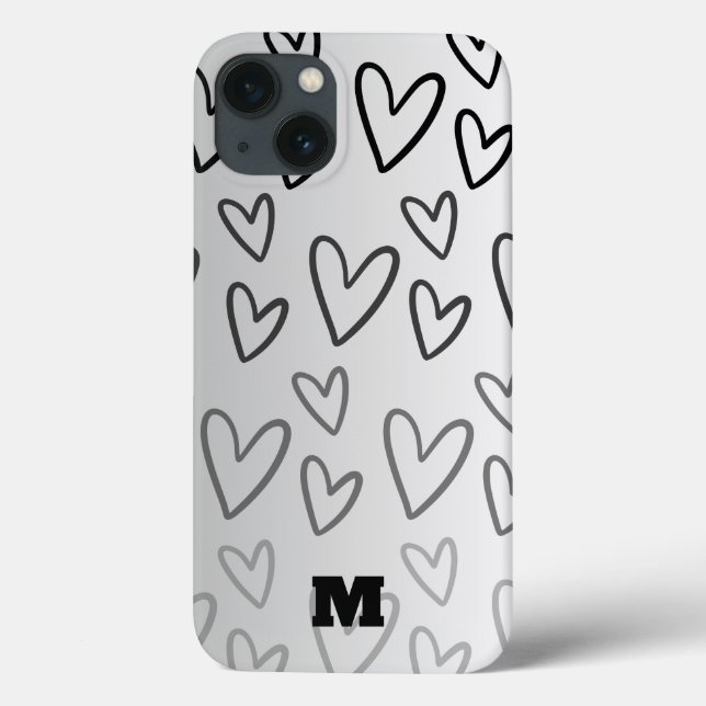 cute love black and white heart personalized phone Case-Mate iPhone case (Back)