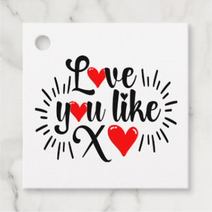 Cute Love Black Wedding Bridal Shower Red Hearts Favor Tags