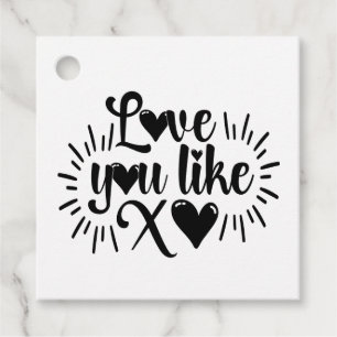 Cute Love Black White Wedding Bridal Shower X&O Favor Tags