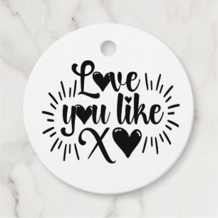 Cute Love Black White Wedding Bridal Shower X&O Favor Tags