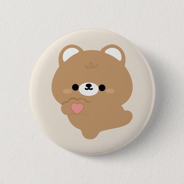 Cute Love Brown Bear Button (Front)