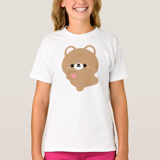 Cute Love Brown Bear T-Shirt (Front)