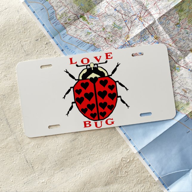 Cute Love Bug Ladybug 2 License Plate (In Situ)