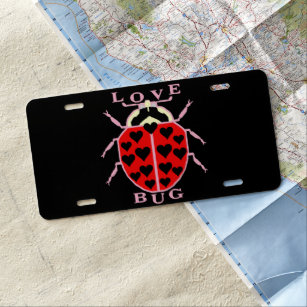 Ladybugs Love Bugs Blue Hearts Auto License Plate Personalize Any Name Or Text 