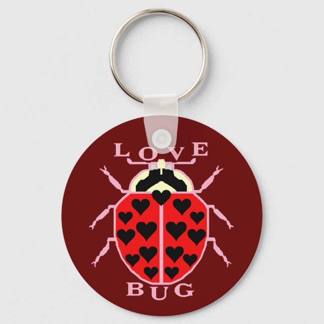 Cute Love Bug Valentine's Day Ladybug Keychain (Front)