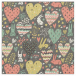 Cute love bunnies pattern with hearts fabric