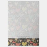 Cute love bunnies pattern with hearts post-it notes