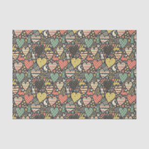 Cute love bunnies pattern with hearts tissue paper