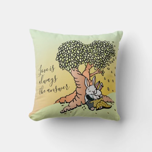 Cute Love Bunnies Quote about Love Throw Pillow