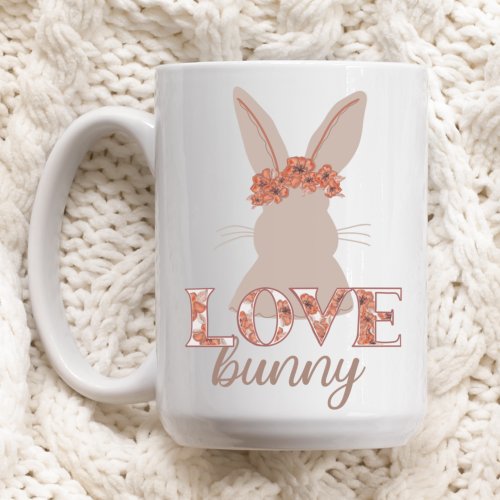Cute Love bunny Floral Easter  Two_Tone Coffee Mug