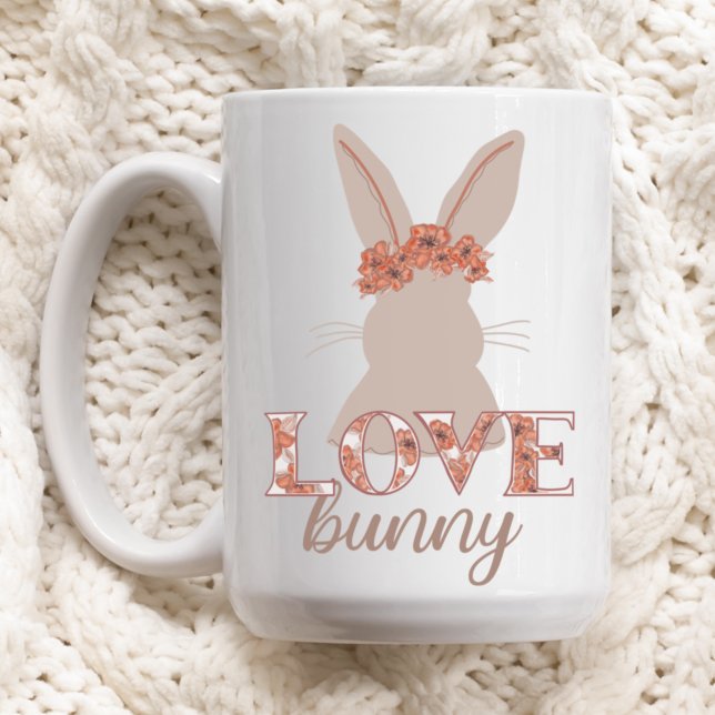 Cute Love bunny Floral Easter  Two-Tone Coffee Mug (Creator Uploaded)