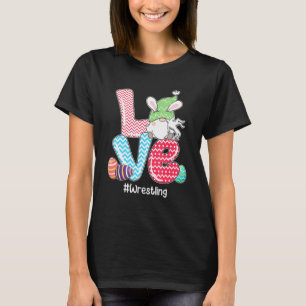 Cute Love Bunny Gnome Wrestling Eggs Hunting Easte T-Shirt