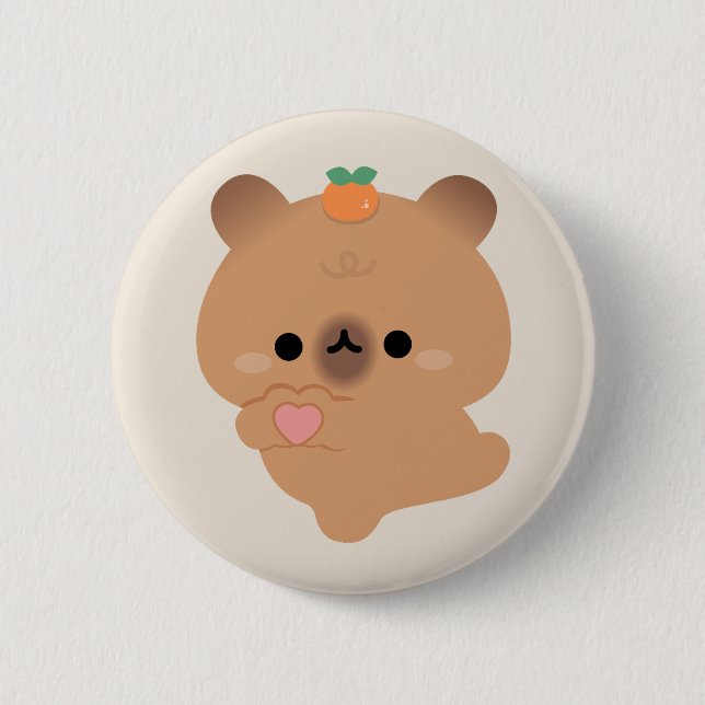 Cute Love Capybara Button (Front)