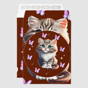 Cute Love Cat Invitation Cover – Adorable Kawaii K Envelope Mailers
