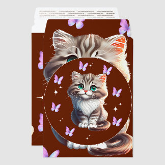 Cute Love Cat Invitation Cover – Adorable Kawaii K Envelope Mailers