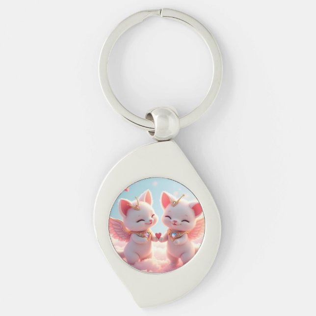 Cute Love Cats Keychain (Front)