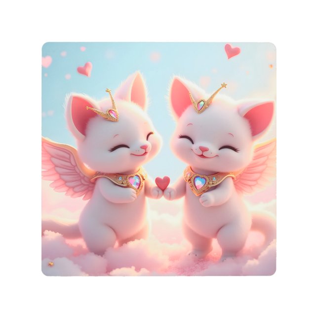 Cute Love Cats Metal Print (Front)