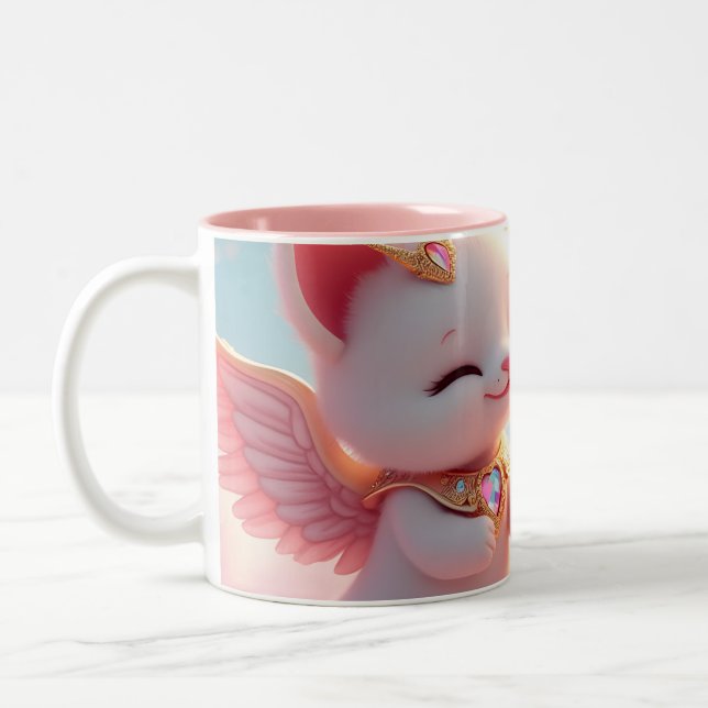 Cute Love Cats Two-Tone Coffee Mug (Left)
