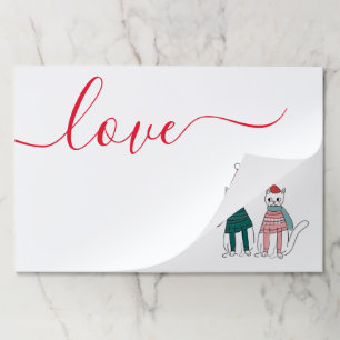 Cute love Christmas cat  paper placemat