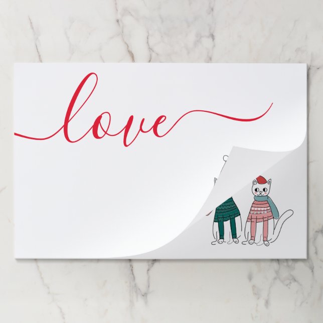 Cute love Christmas cat  paper placemat (Folded)