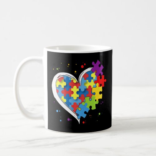 Cute Love Colorful Puzzle Piece Heart Autism Aware Coffee Mug