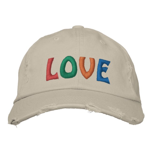 Cute LOVE Colorful Word Embroidered Baseball Cap (Front)