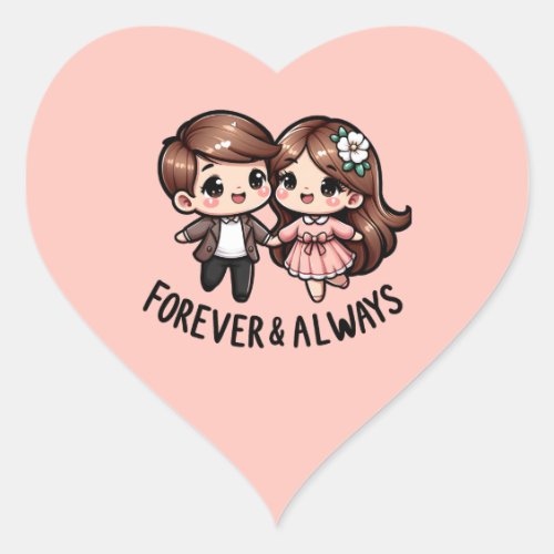 Cute Love Couple Heart Sticker