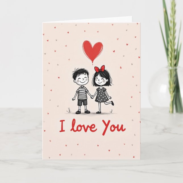 Cute Love Couple Hearts Card (Front)