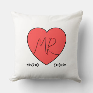 Cute Love Couple Mr&Mrs Throw Pillow