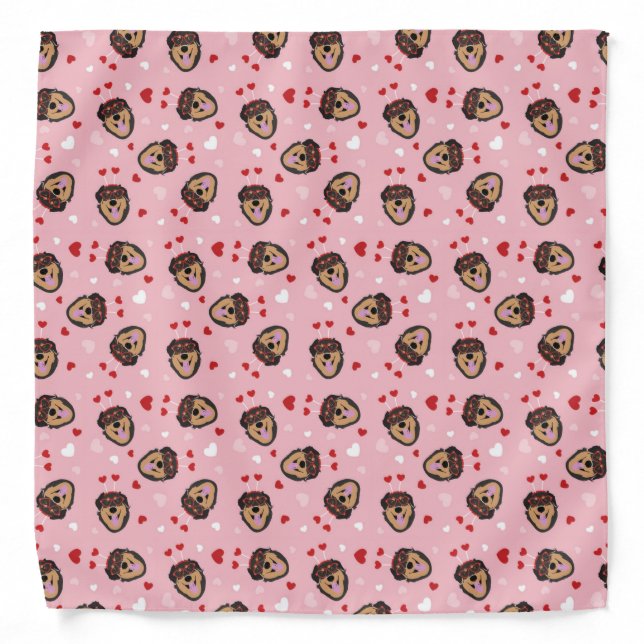 Cute Love Dog Pink Red Bandana (Front)