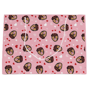 Cute Love Dog Pink Red Large Gift Bag