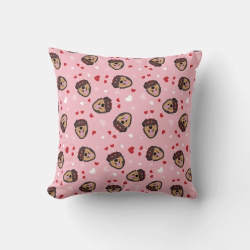 Cute Love Dog Pink Red Throw Pillow